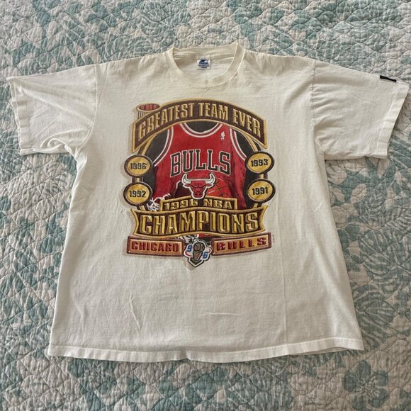 1996 90's Vintage Starter Chicago Bulls 1996 NBA Champions T-Shirt Sz L *RARE* - Picture 1 of 4